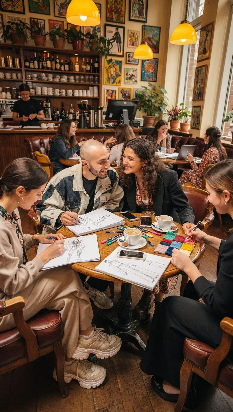Divatbemutató a legújabb kollekcióval, élénk fények között.